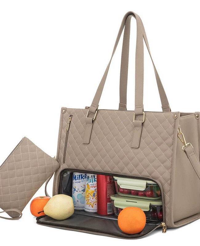 The Violette 2 in 1 Insulated Lunch Tote Bag Detail – La Rose Couture Handbags & Clutches