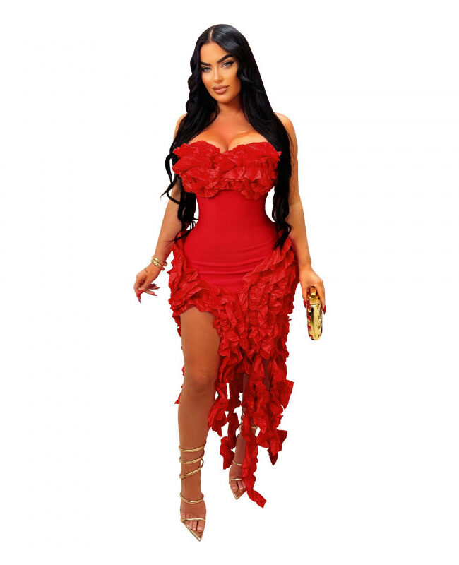 The Apolline Ruffled Dress Detail – La Rose Couture Dresses & Gowns