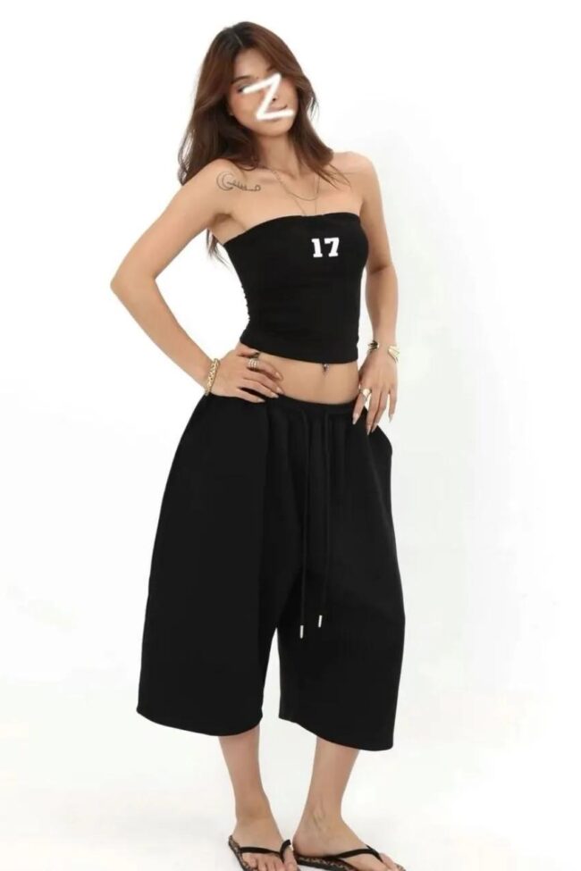 The Garance American Retro High Waisted Wide Leg Cropped Pants Detail – La Rose Couture Trousers & Skirts