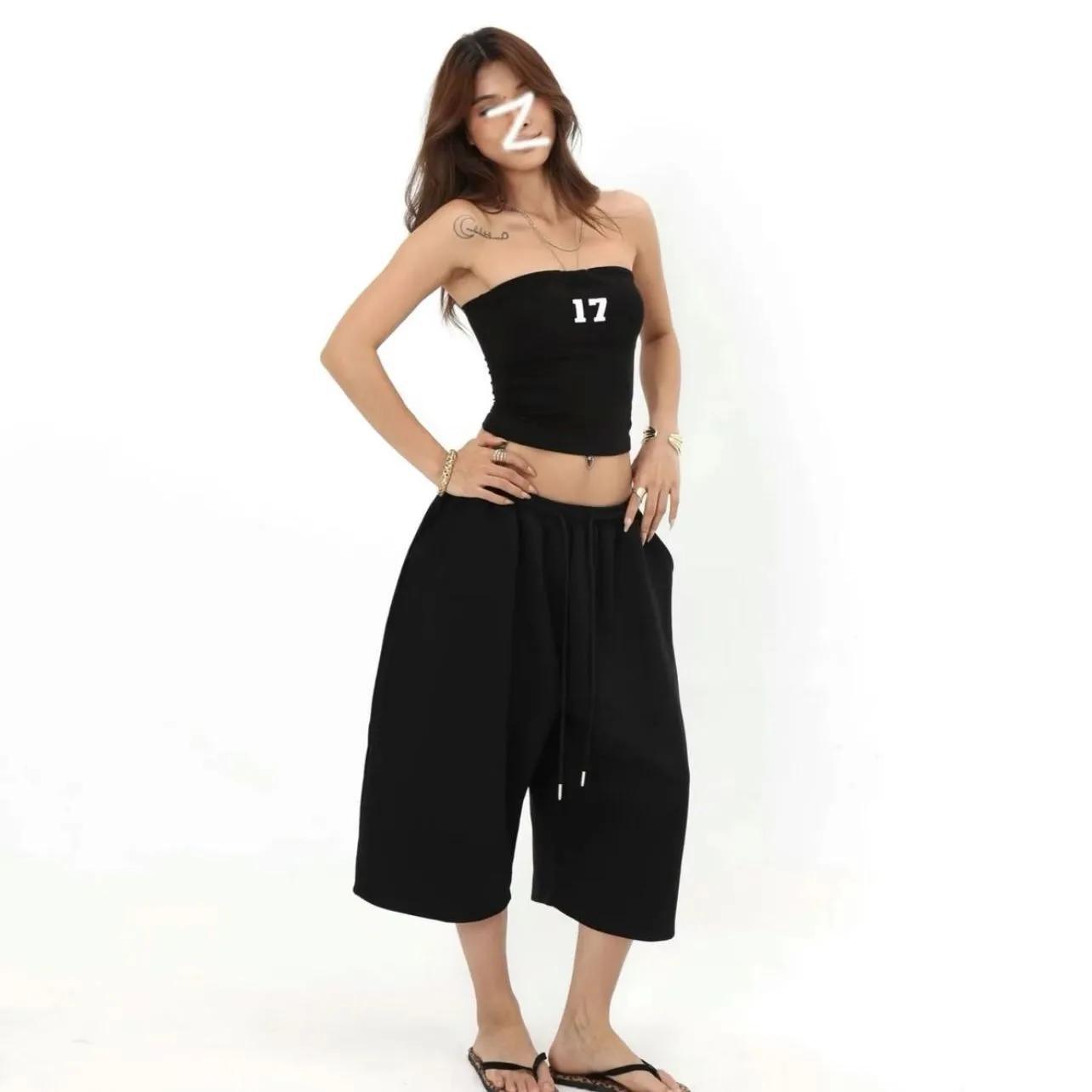 American Retro High-Waisted Wide-Leg Cropped Pants - Image 4