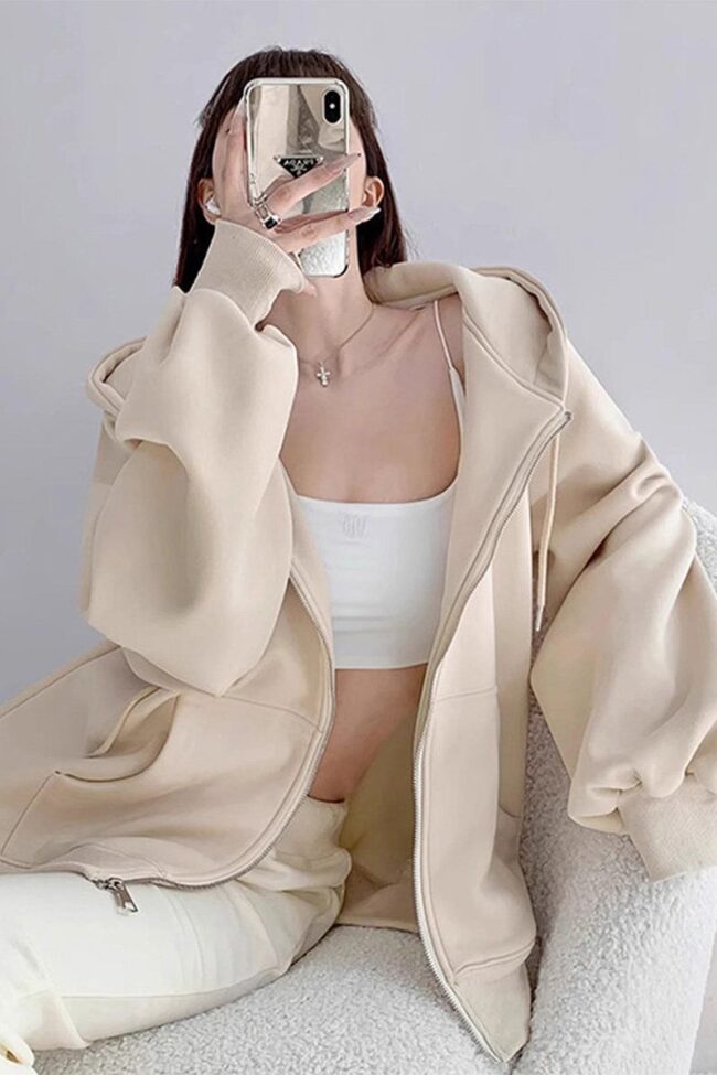 The Maelys Cardigan Casual Hooded Sweatshirt Detail – La Rose Couture Coats & Jackets