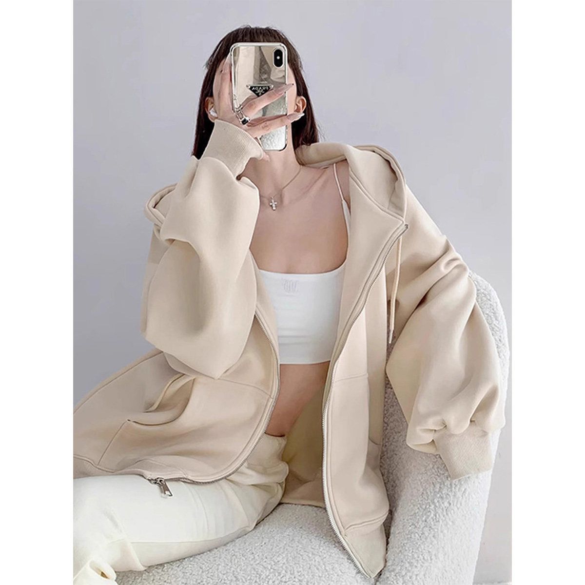 Cardigan casual hooded sweatshirt - Image 3