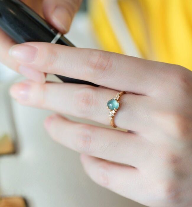 The Cyrielle Adjustable Chalcedony Diamond Ring Detail – La Rose Couture Jewellery & Accessories