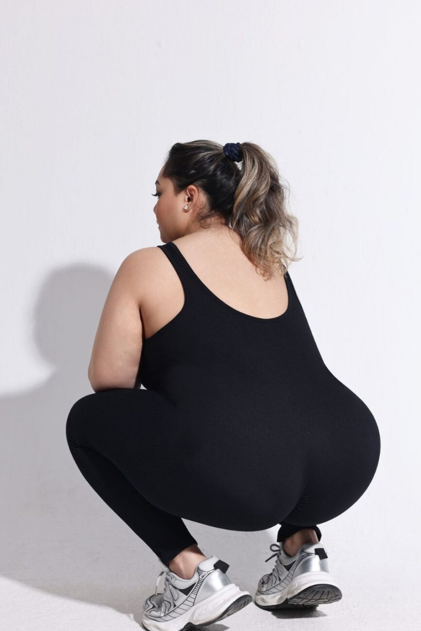 Plus Size Backless Thick Ribbed Jumpsuit Detail – La Rose Couture Dresses & Gowns
