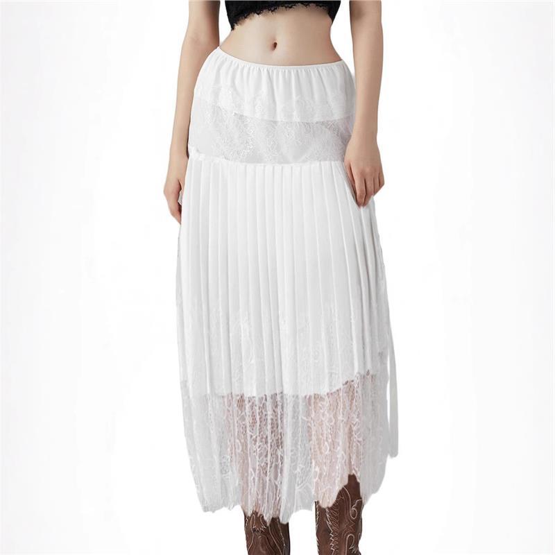 Womens Lace Mini Skirt Y2K Ruched Layered Pleated Skirt - Image 3