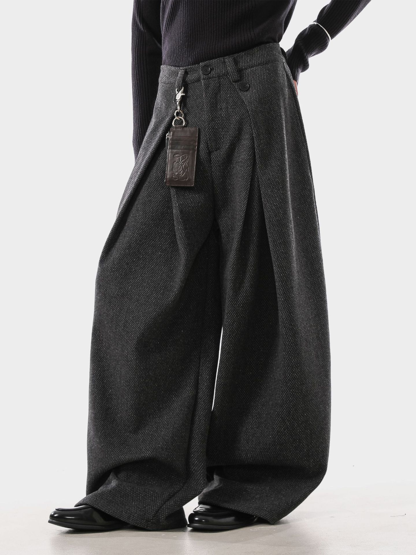 Retro A-line pleated casual wide-leg pants - Image 3