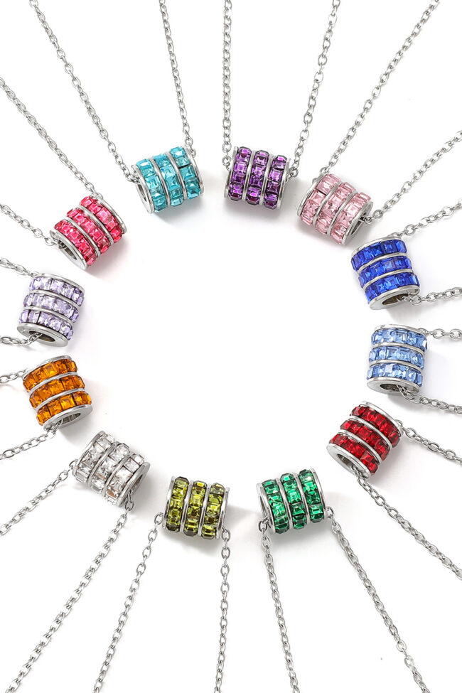 The Angele Birthstone Stainless Steel Adjustable Necklace Detail – La Rose Couture Jewellery & Accessories