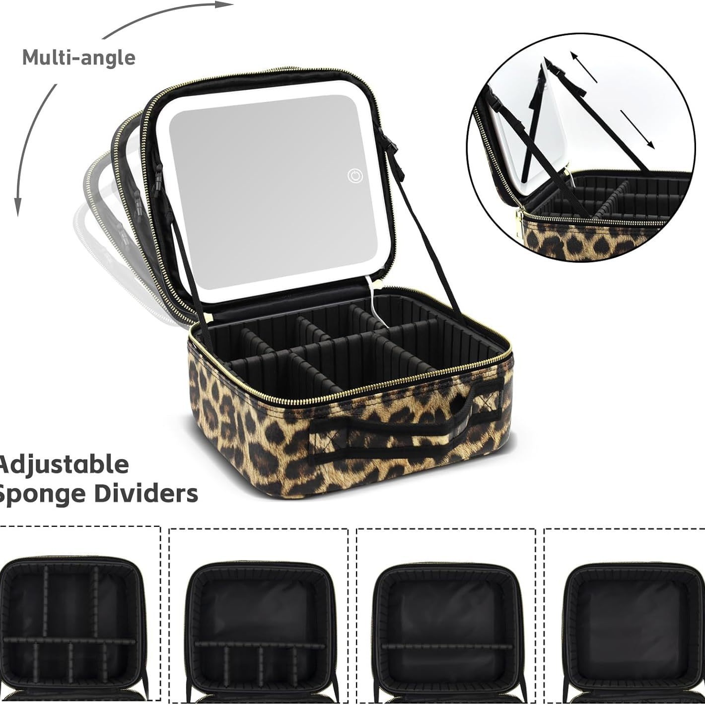 PU Leather LED Lighted Makeup Case with Mirror - Image 2