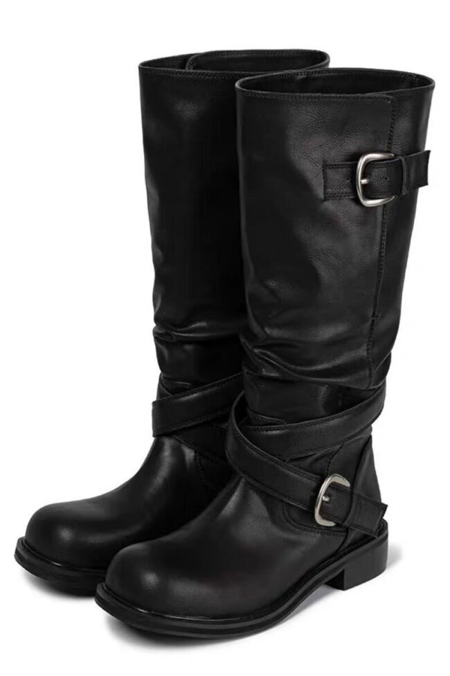 The Noemie Foldable Belt Buckle Boots Detail – La Rose Couture Shoes & Footwear