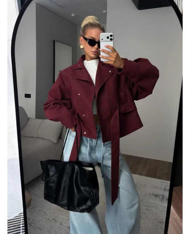 The Oceane Faux Suede Biker Jacket Detail – La Rose Couture Coats & Jackets