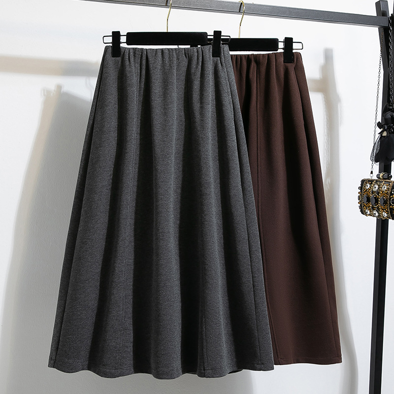 Plus Size Acetate Wool Blend A-Line Skirt with Pockets - Image 3
