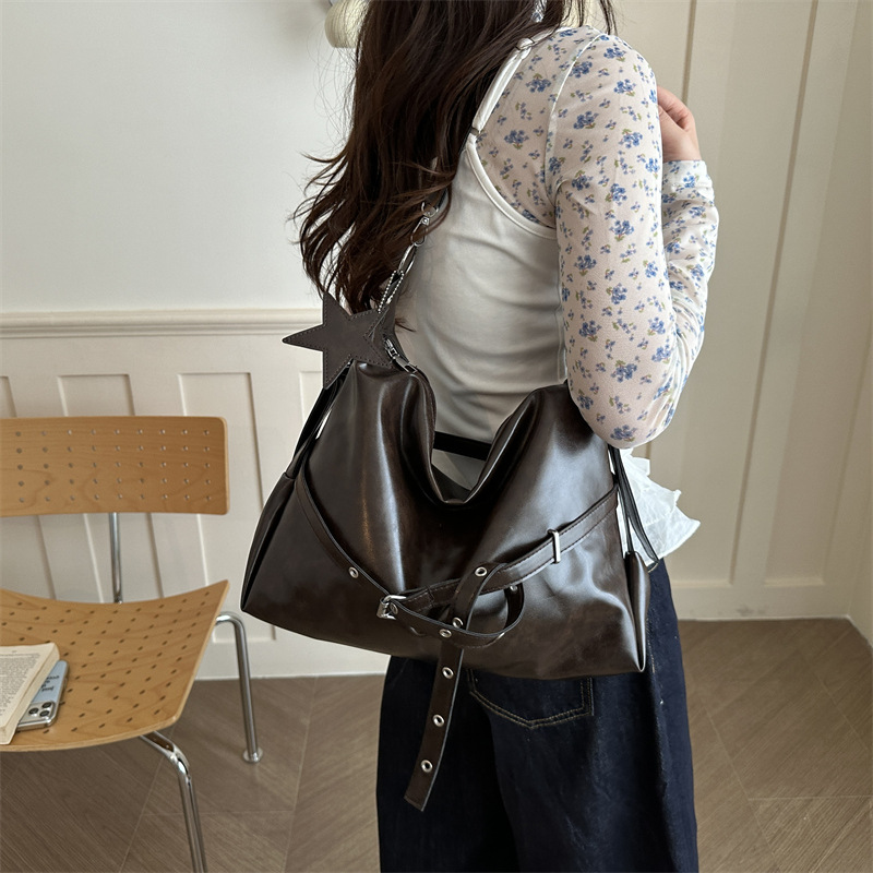 Large Capacity PU Shoulder Bag Casual Soft Crossbody Bag - Image 2