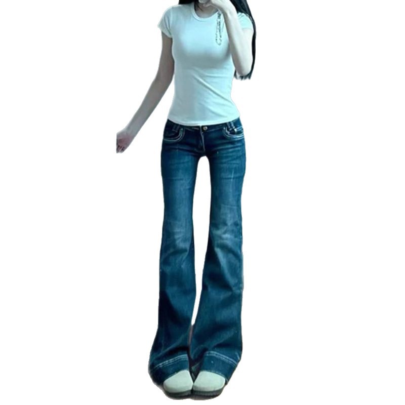 Womens Retro Flared Denim Pants - Image 2
