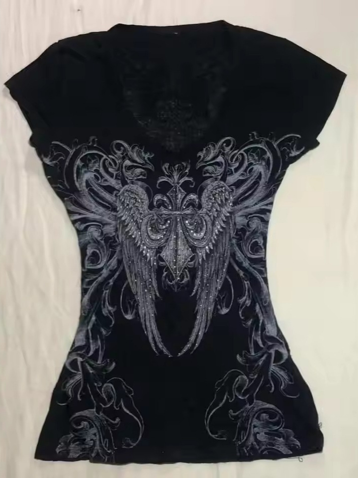 Y2K Slim Fit Retro Printed Short Sleeve Top Tee for Women