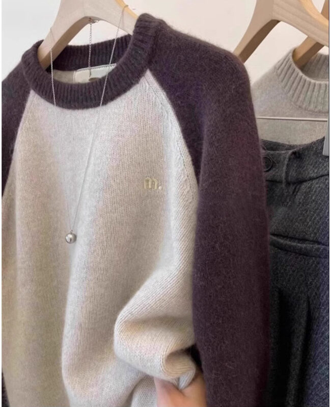 The Beatrice Contrast Sleeve Raccoon Velvet Pullover Sweater Detail – La Rose Couture Tops & Blouses