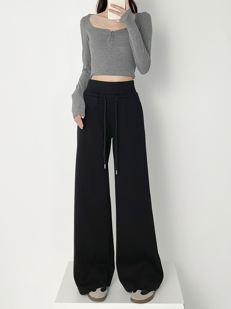 Women's Fleece-Lined High-Waist Straight-Leg Casual Sweatpants - Image 2