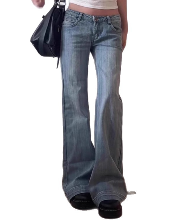 The Morgane Light Blue Flared Bootcut Jeans Low Waist Denim Pants Detail – La Rose Couture Trousers & Skirts