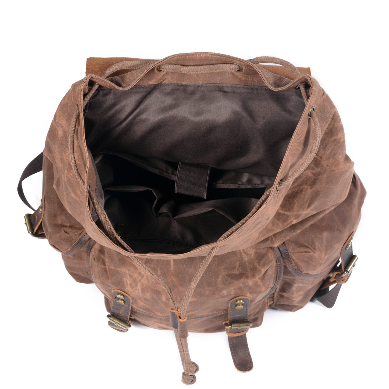 Casual European and American Student Vintage Oil Wax Canvas Backpack - Image 4