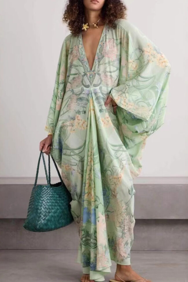 The Roxane Flowy Printed V Neck Dress – La Rose Couture Dresses & Gowns