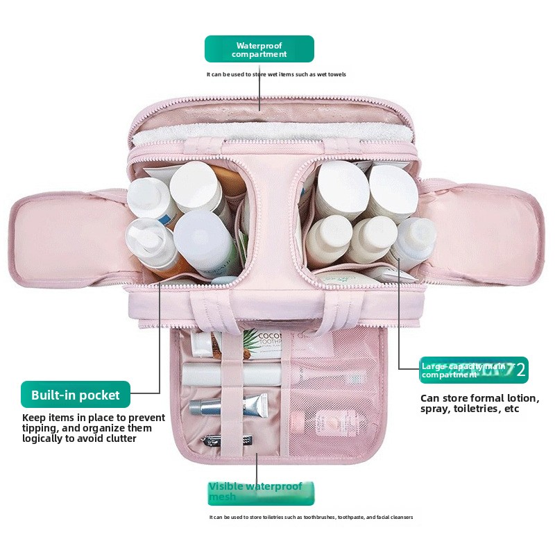 Partitioned Makeup Storage Bag with Wide Opening - Image 4