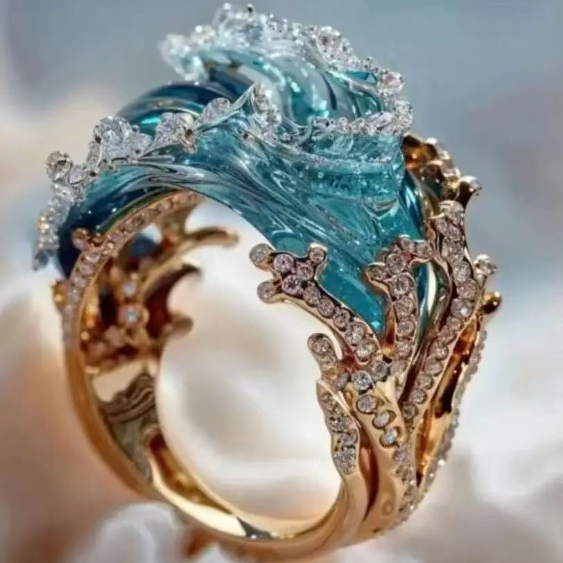 Creative Wave Resin Decoration Jewelry Set - Image 2