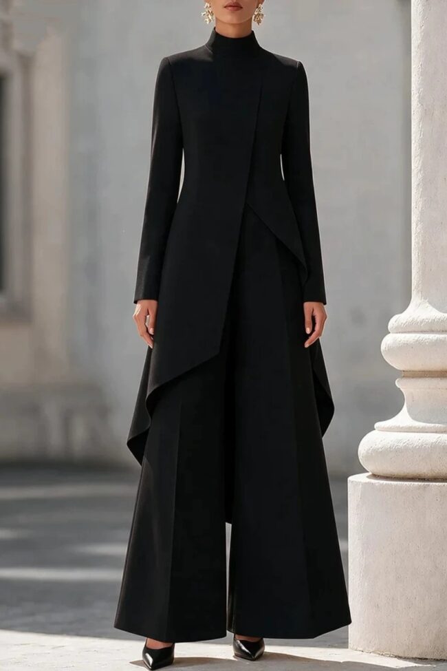 The Ophelie High Neck Wide Leg Pants Set Detail – La Rose Couture Trousers & Skirts