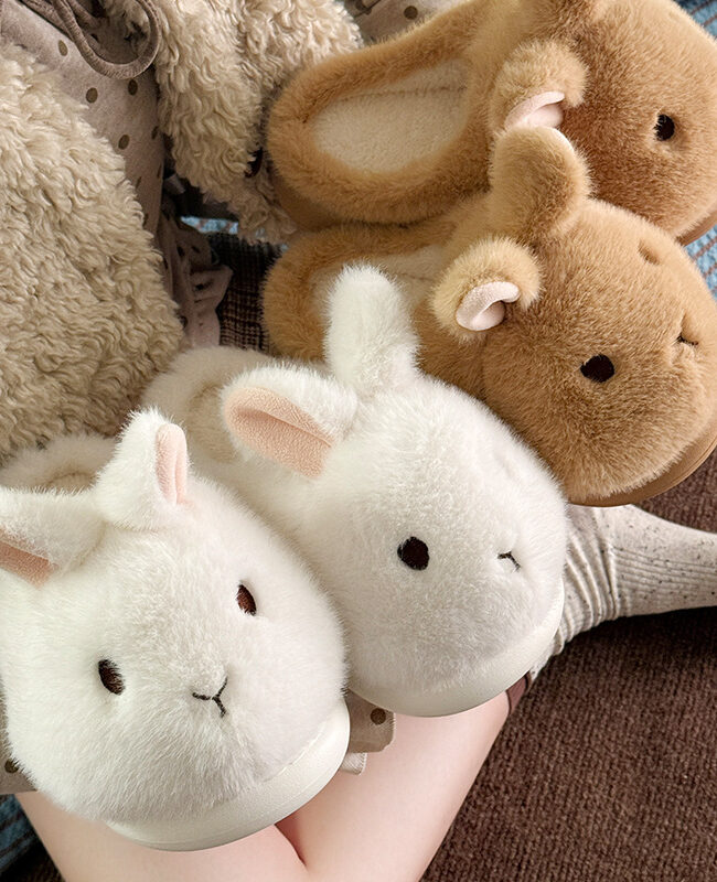 The Apolline Plush Rabbit Slippers Winter Indoor Warm House Shoes Detail – La Rose Couture Shoes & Footwear
