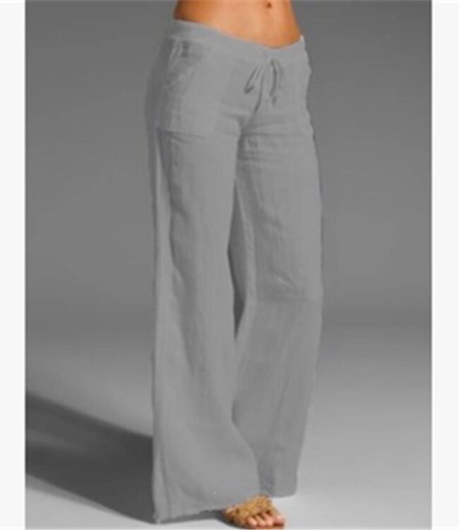 The Alix High Waisted Wide Leg Pants Cotton Linen Casual Trousers Detail – La Rose Couture Trousers & Skirts