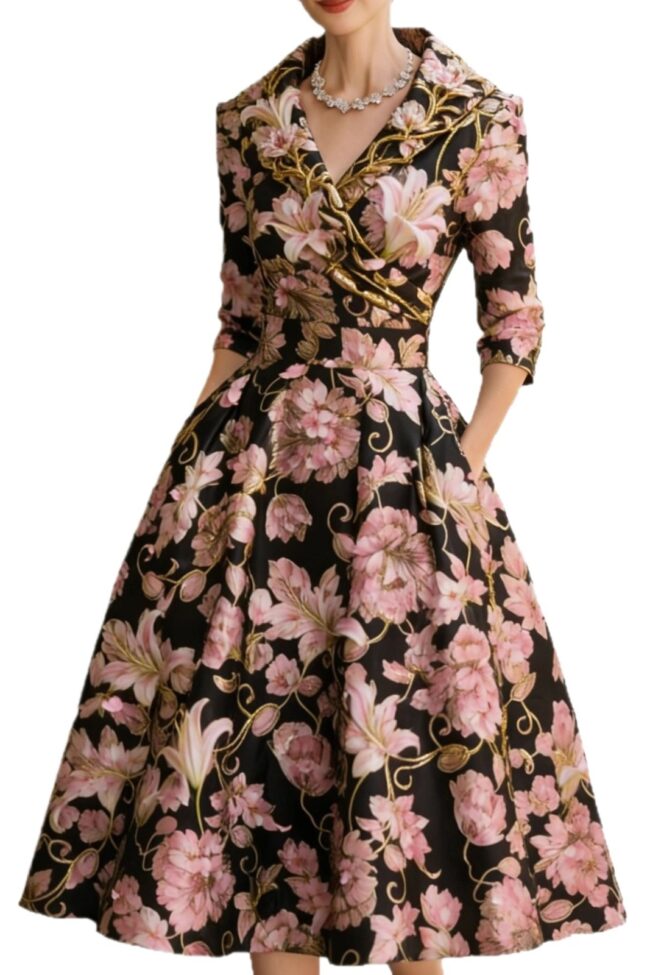 The Cyrielle Long Sleeve Dress Detail – La Rose Couture Dresses & Gowns