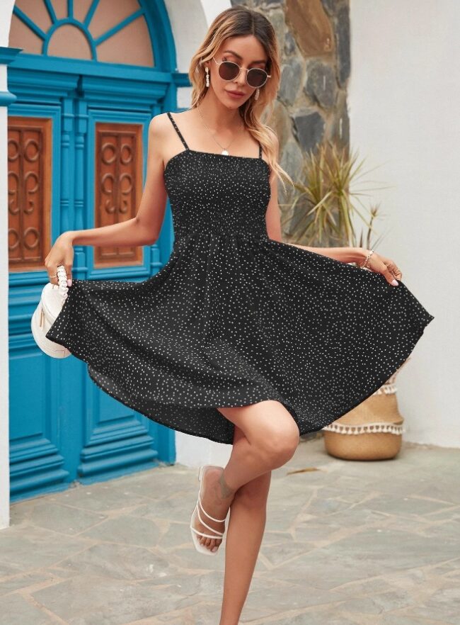 The Cassandre Dot Patterned Slingback Mini Dress – La Rose Couture Dresses & Gowns