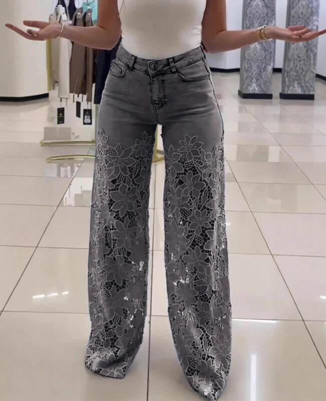 The Muriel High Waist Wide Leg Digital Print Drape Pants – La Rose Couture Trousers & Skirts