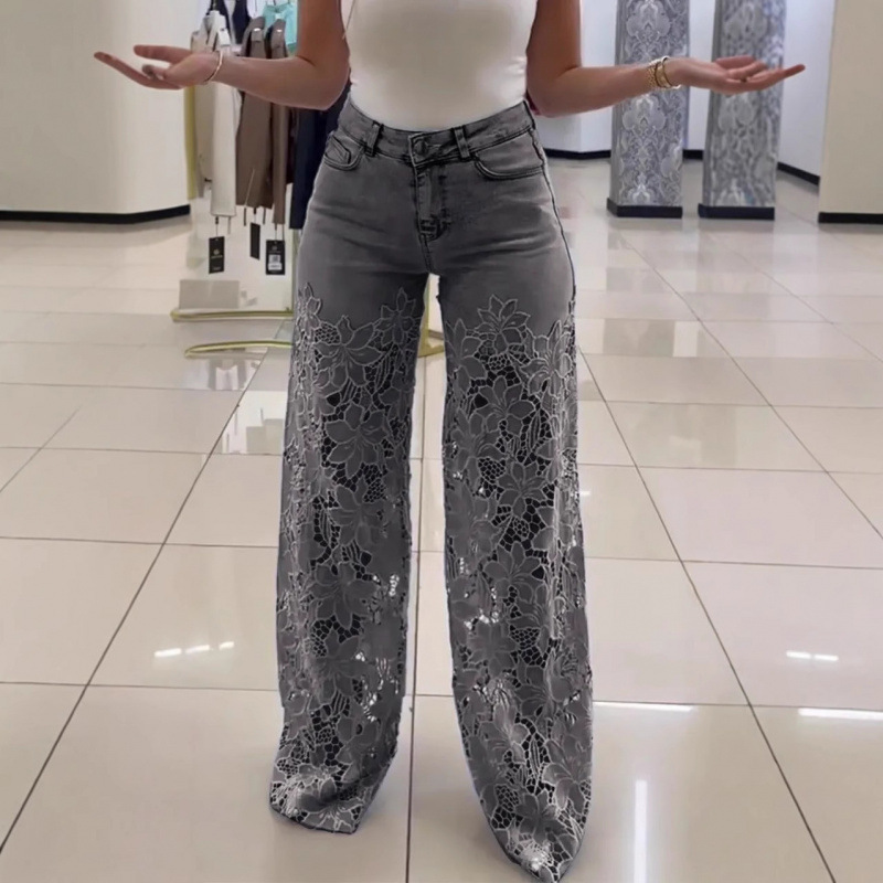 Women's High-Waist Wide-Leg Digital Print Drape Pants