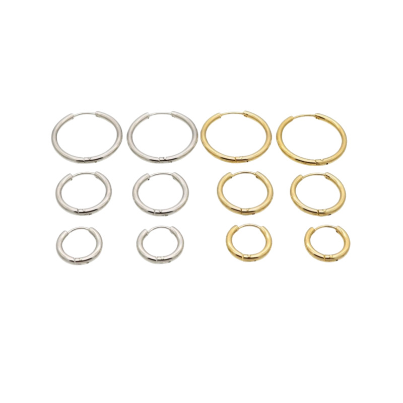 Round Plain Hoop Earrings Classic Minimalist Jewelry - Image 5