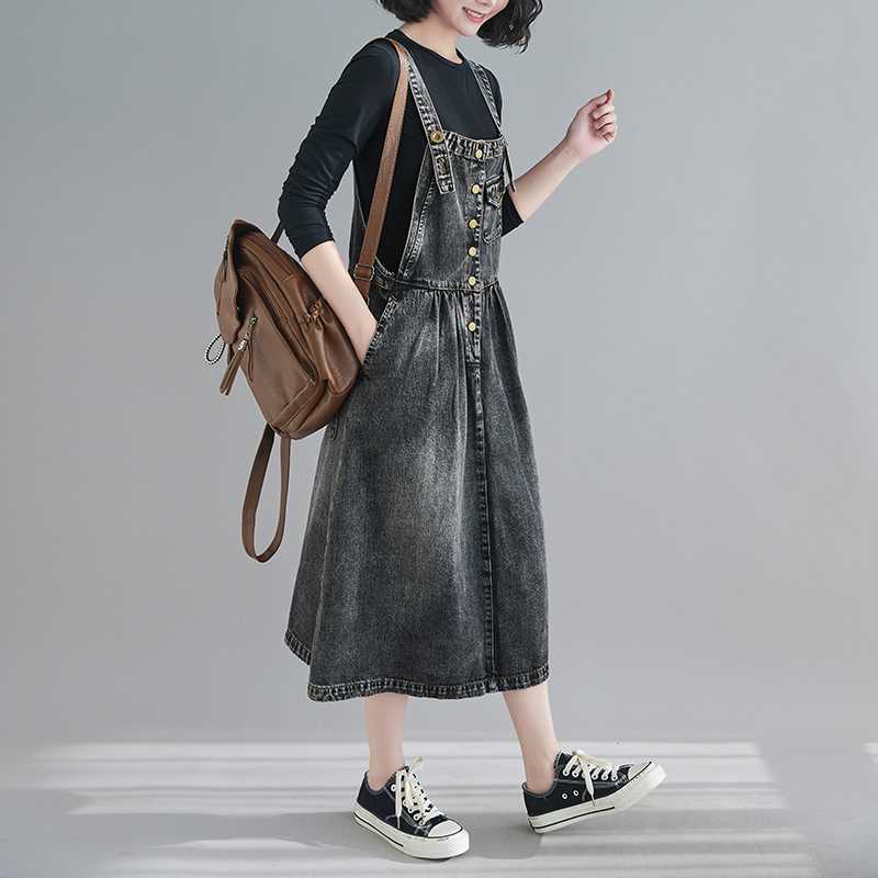 Women's Slimming Denim Suspender Dress - Image 2