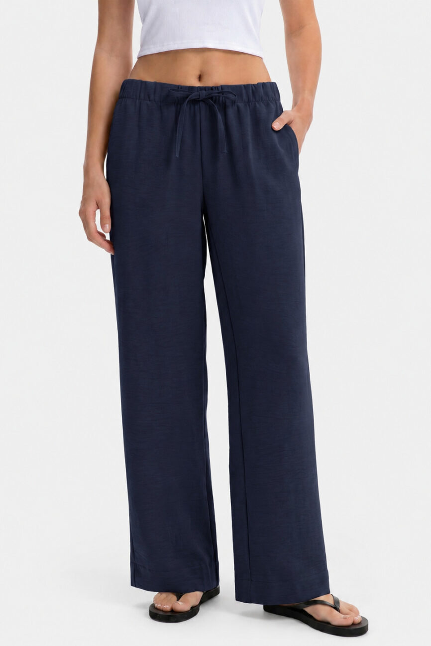 The Elodie Elastic Waist Drawstring Wide Leg Pants Detail – La Rose Couture Trousers & Skirts