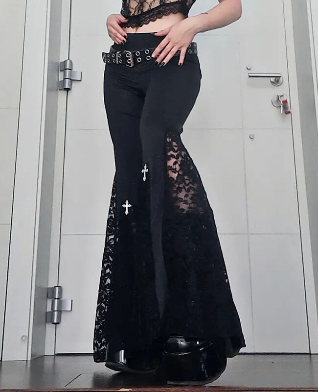 The Capucine High Waist Lace Hollow Slight Flare Trousers – La Rose Couture Trousers & Skirts