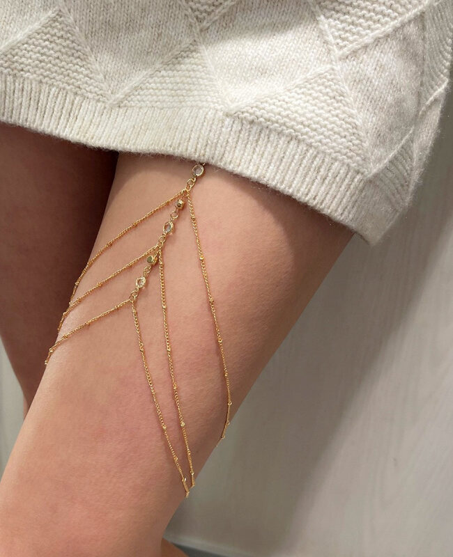 The Eugenie Zircon Beaded Leg Chain Body Jewelry Detail – La Rose Couture Jewellery & Accessories