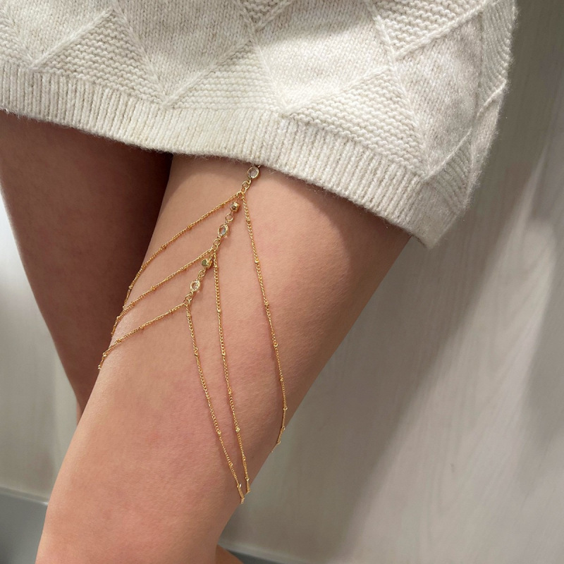 Women's Zircon Beaded Leg Chain Body Jewelry - Image 4