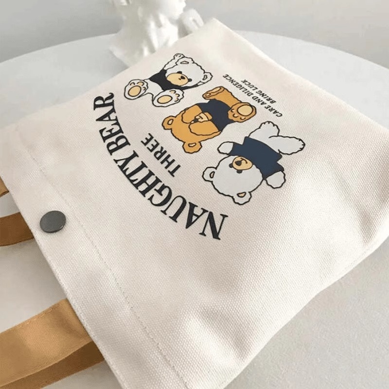 Compact Canvas Lunch Box Bag with Handles - Image 3