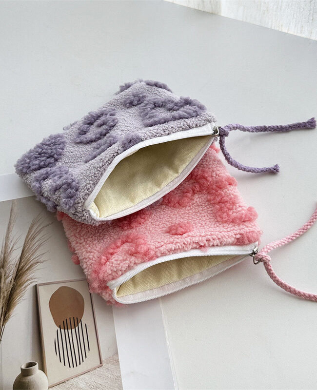The Leonie Sweet Plush Cosmetic Bag Detail – La Rose Couture Handbags & Clutches