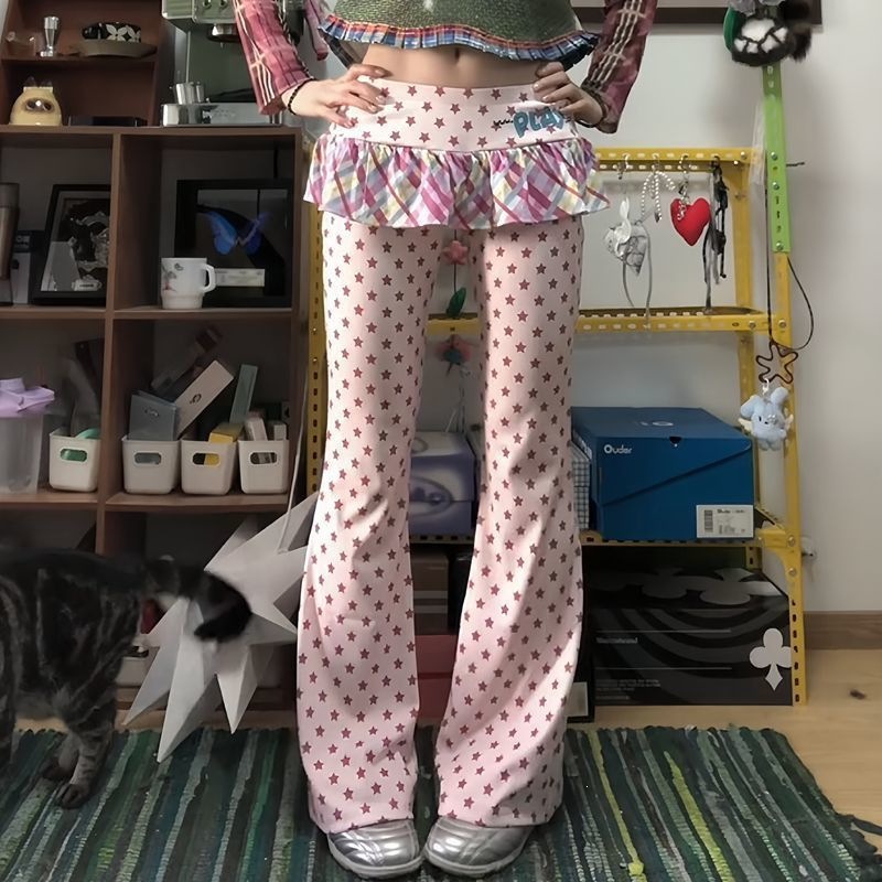 Star Pattern Flared Pants for Women