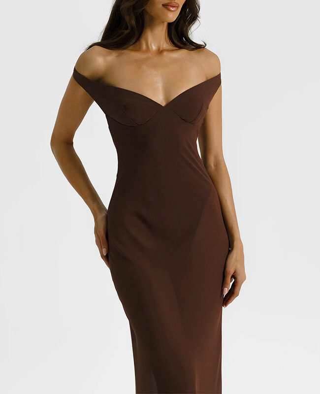 The Mathilde Elegant Off Shoulder Patchwork Dress Detail – La Rose Couture Dresses & Gowns