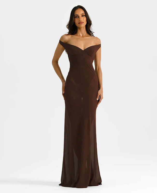 The Mathilde Elegant Off Shoulder Patchwork Dress – La Rose Couture Dresses & Gowns