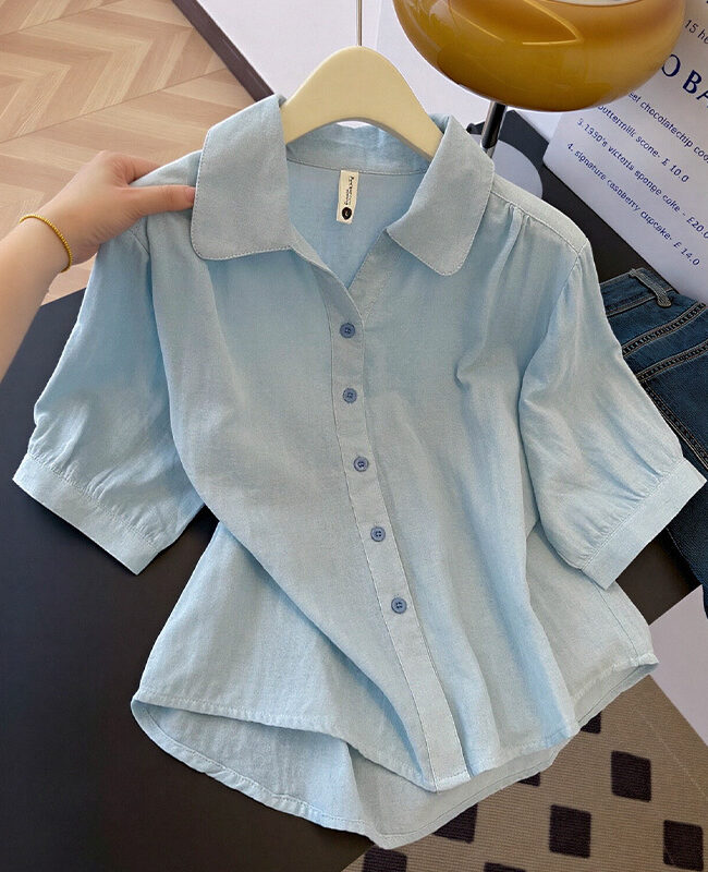 The Morgane Pure Cotton Double Layer Gauze Half Sleeve Casual Shirt – La Rose Couture Tops & Blouses