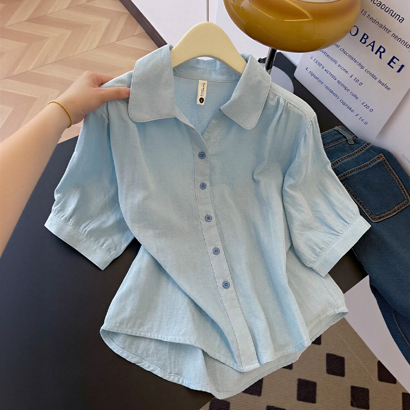Women's Pure Cotton Double-Layer Gauze Half-Sleeve Casual Shirt