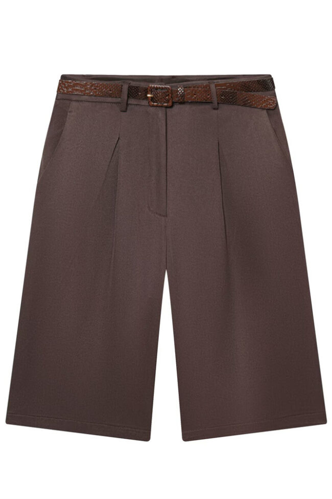 High Waisted Zipper Pleated Short Pants with Belt Detail – La Rose Couture Trousers & Skirts