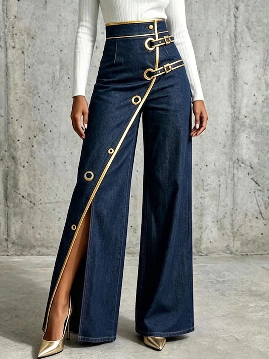 Womens Straight Leg Denim Pants - Image 5