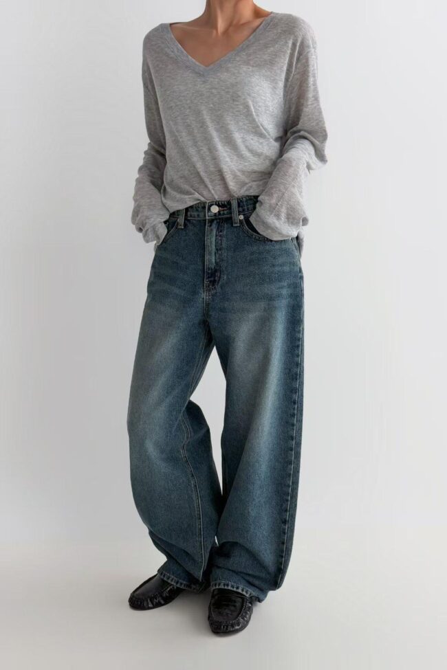 The Diane Mid High Waist Straight Leg Denim Jeans Detail – La Rose Couture Trousers & Skirts