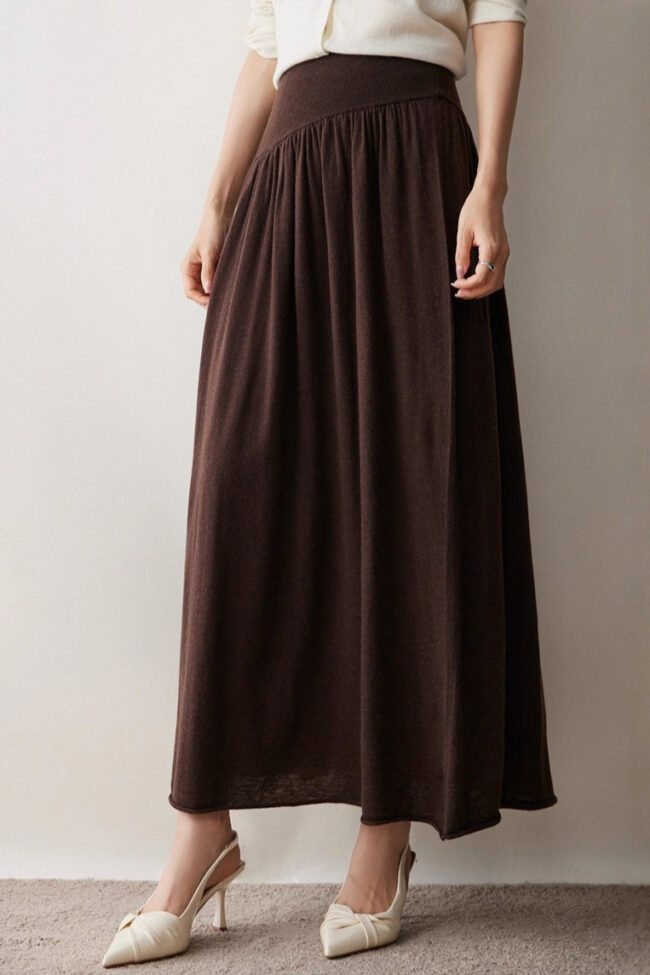 The Genevieve a Line Mid Length Versatile Cashmere Skirt Detail – La Rose Couture Trousers & Skirts