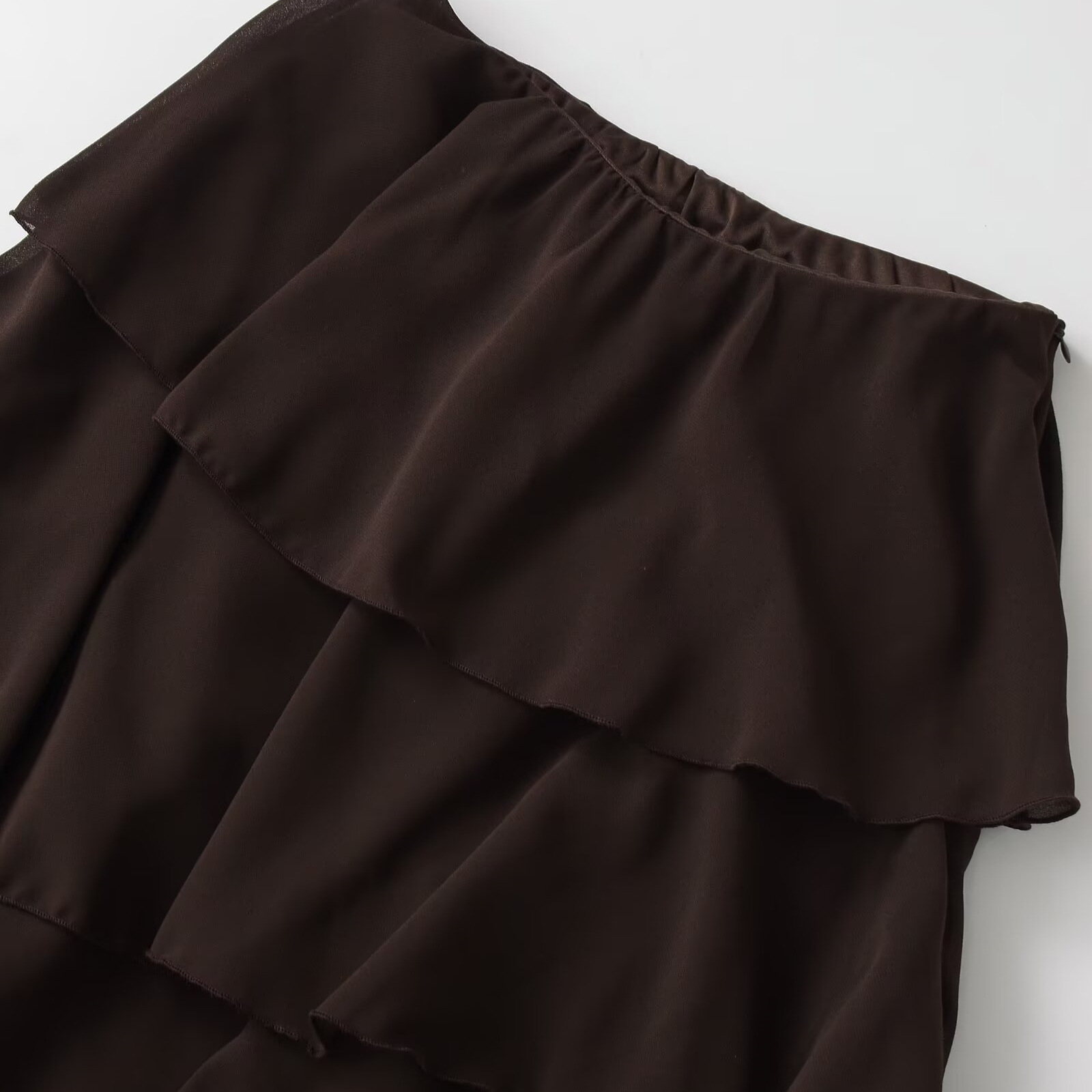 Elastic Waist Solid Color Midi Skirt - Image 5